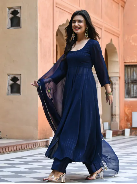 Terno de lantejoulas azul (conjunto de 3)